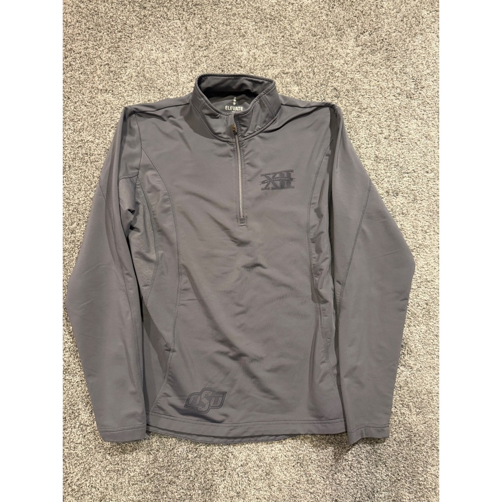 Big‎ 12 Conference OSU Cowboys Quarter Zip Pullover Mens M/M Gray Elevate Sport